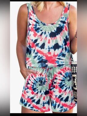 REORIA Womens Basic Scoop Neck Sleeveless Tank Top Short jumpsuit Romper